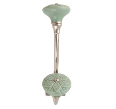 Sage Green Wheel Flower Ceramic Silver Iron Hook
